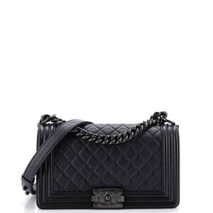Chanel Old Medium So Black Boy Flap Bag Quilted Calfskin